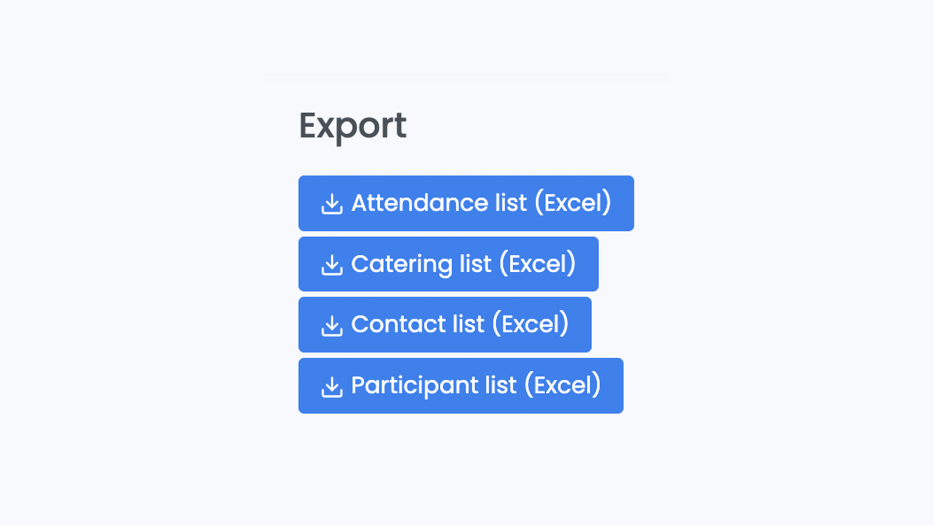 Screenshot of export functions