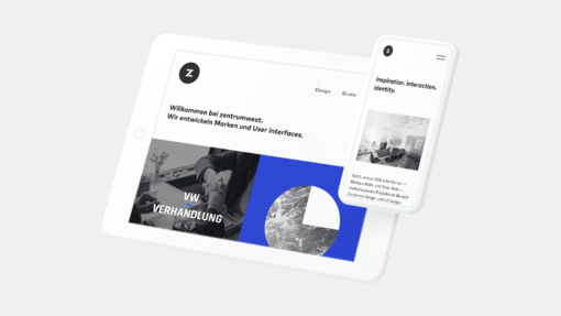Eine Bildschirmansicht unseres Projekts Corporate website for design & typography studio »zentrumwest«