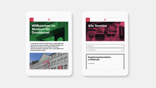 Eine Bildschirmansicht unseres Projekts Content Management System für das Leipziger Druckkunstmuseum